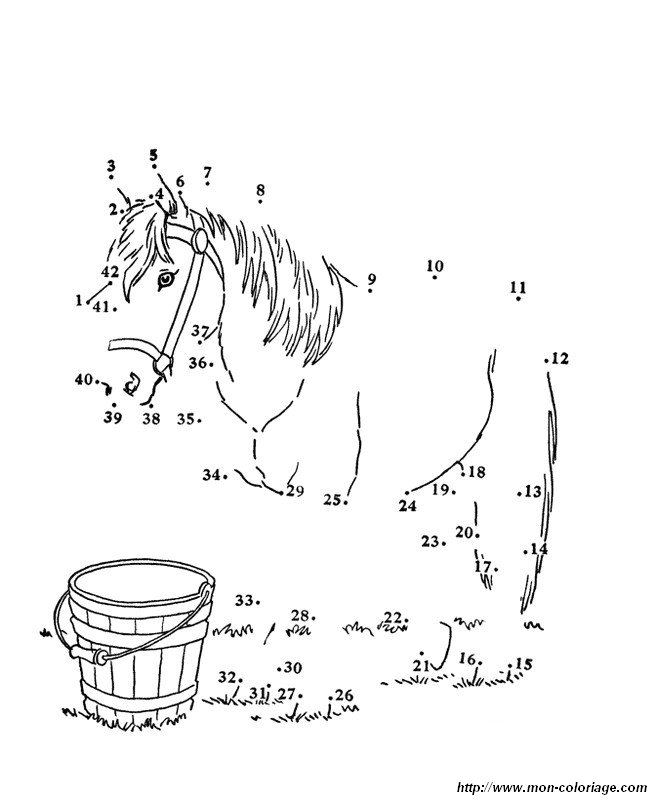 Collegare il punto e completare l'immagine. Semplice libro da colorare di  cavallo. Gioco di disegno per bambini Immagine e Vettoriale - Alamy