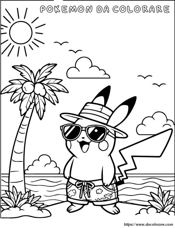 immagine Pikachu felice in spiaggia